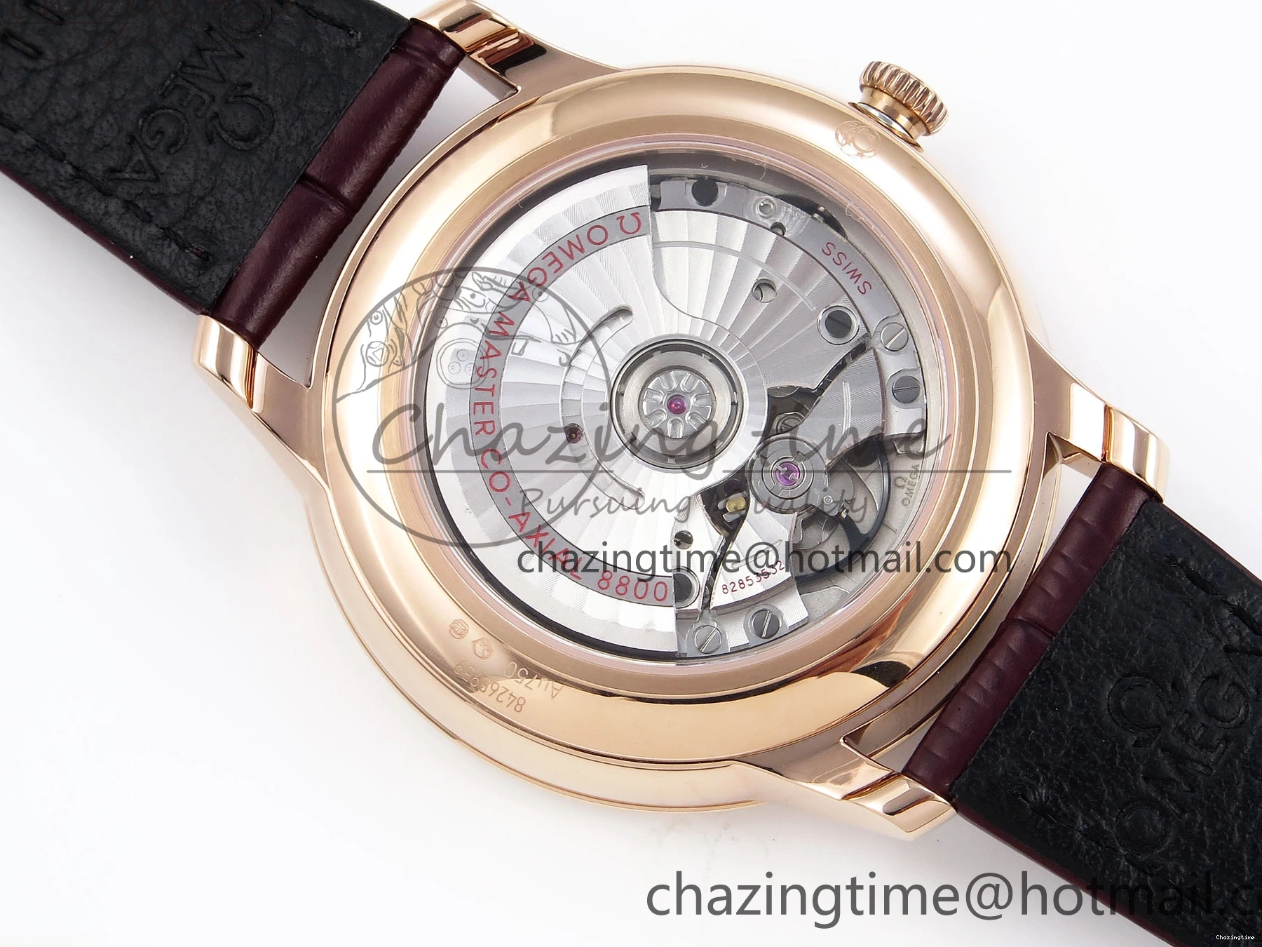 0219 Modern De Ville Date RG MKF 1:1 Best Edition White Textured Dial Roman Marker on Brown Leather Strap A 7752